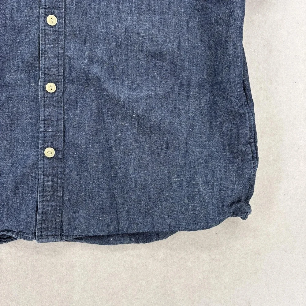 Banana Republic Shirt Mens Large Blue Chambray Short Sleeve Linen Standard Fit